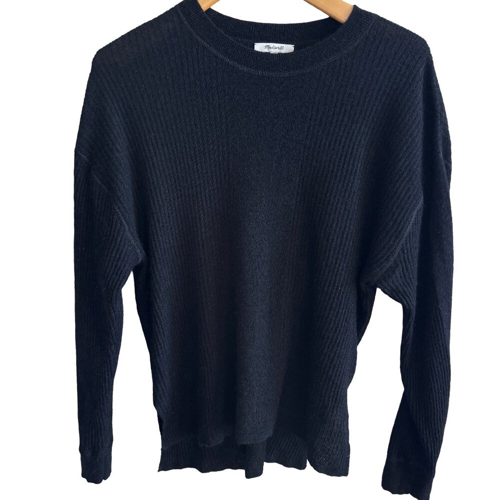 Madewell Ribbed Alpaca-Blend Crewneck Sweater XL Black
